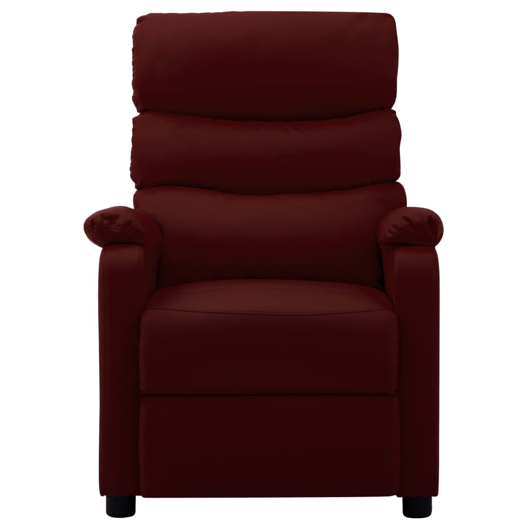 Electric Recliner Chair Wine Red Faux Leather