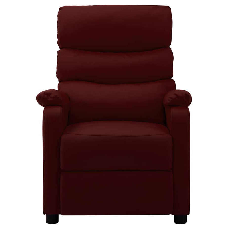 Electric Recliner Chair Wine Red Faux Leather