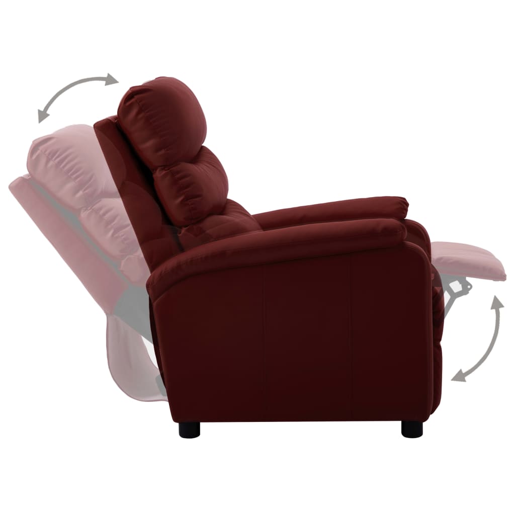 Electric Recliner Chair Wine Red Faux Leather