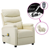 Electric Massage Chair Cream Faux Leather