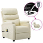 Electric Massage Chair Cream Faux Leather