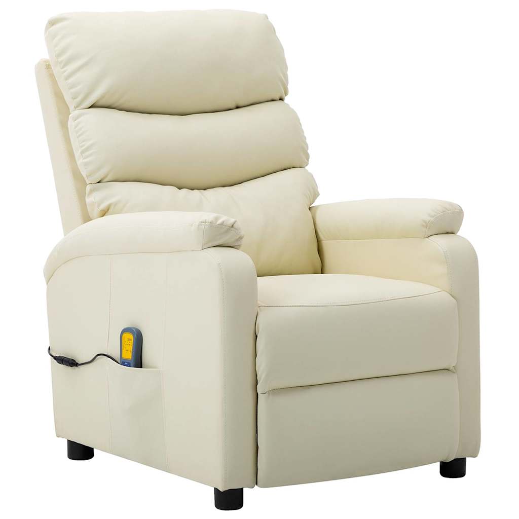 Electric Massage Chair Cream Faux Leather