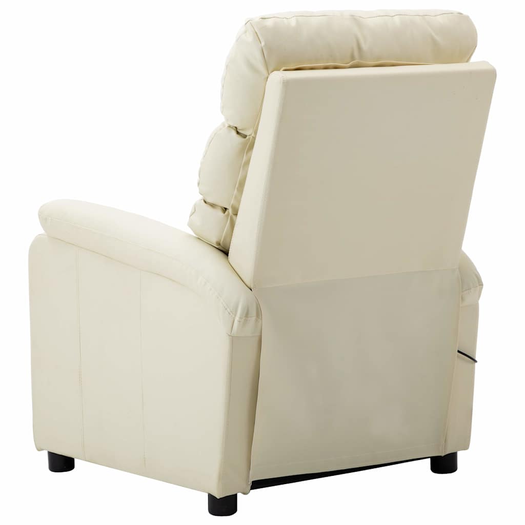 Electric Massage Chair Cream Faux Leather