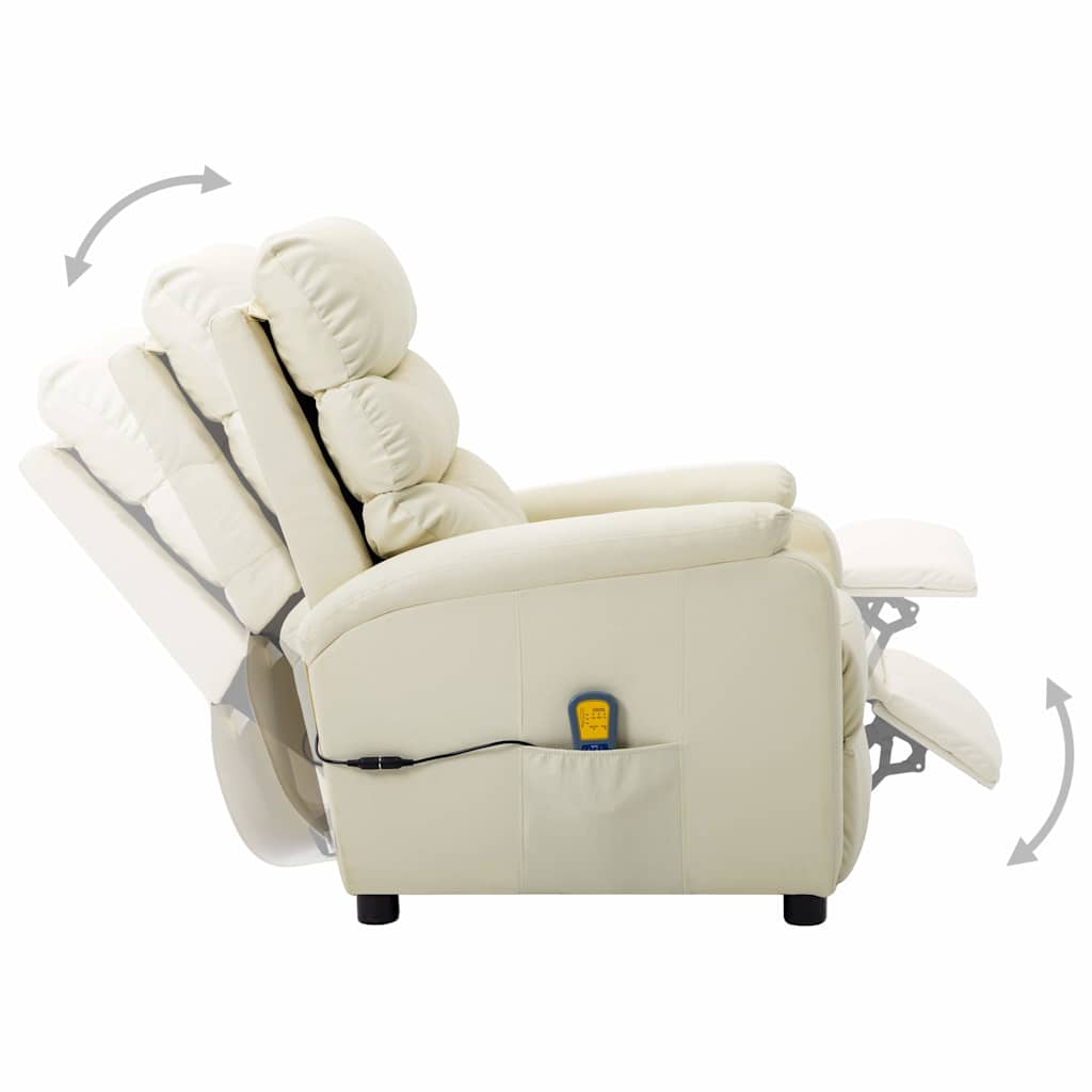 Electric Massage Chair Cream Faux Leather
