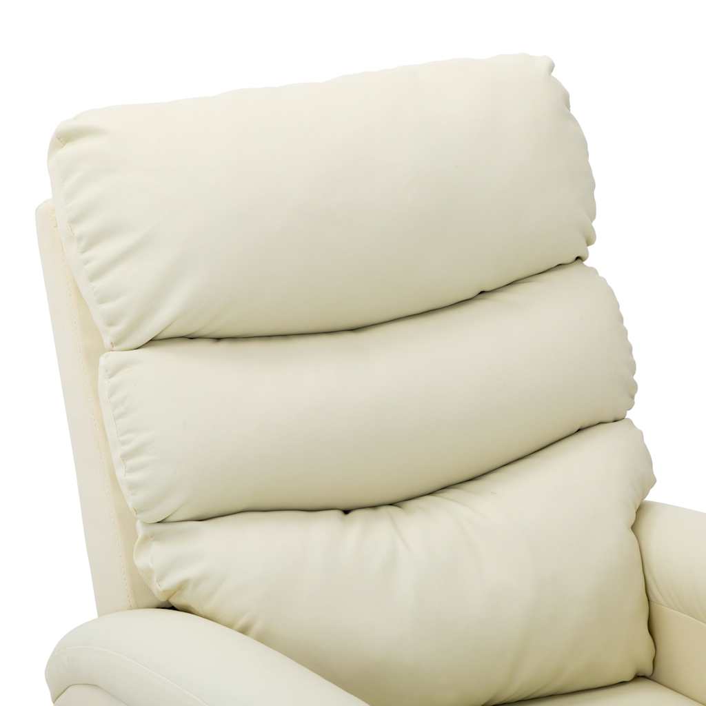 Electric Massage Chair Cream Faux Leather