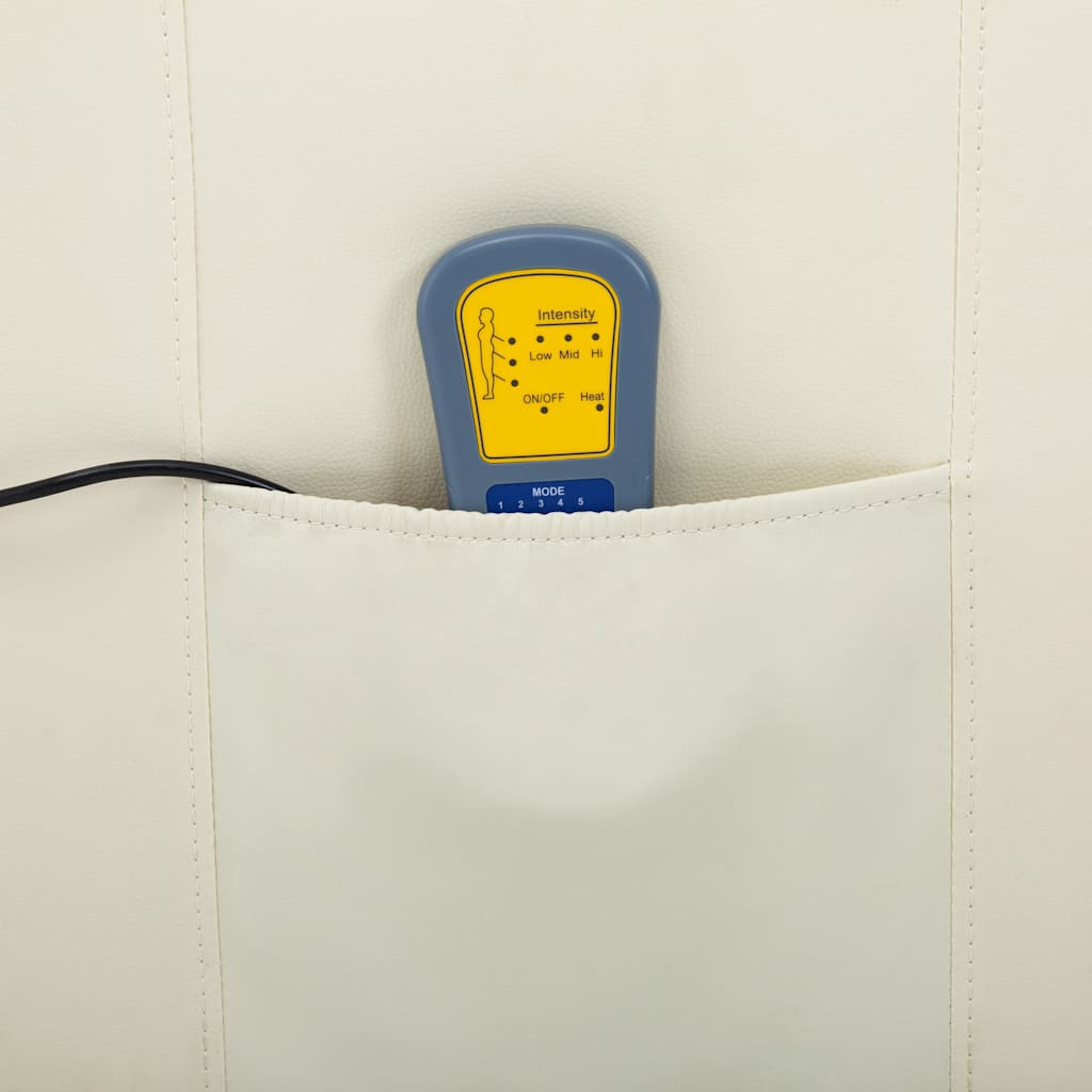 Electric Massage Chair Cream Faux Leather