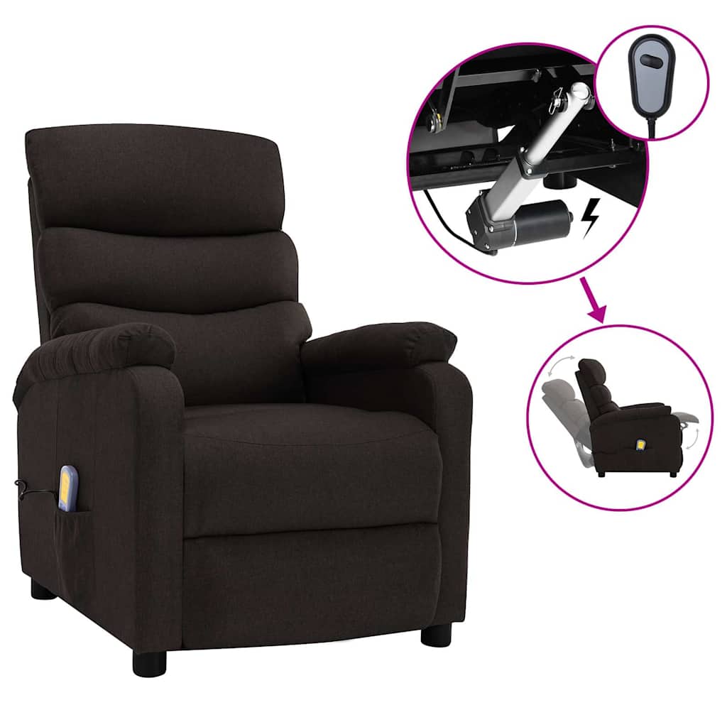 Electric Massage Chair Dark Brown Fabric