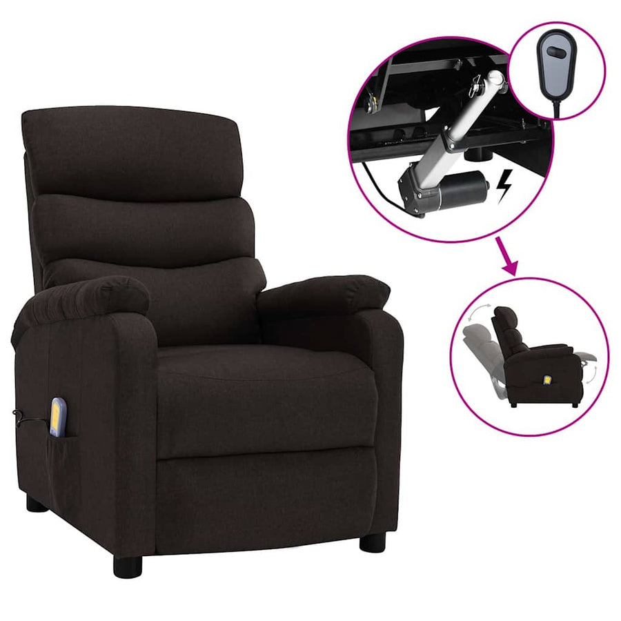 Electric Massage Chair Dark Brown Fabric