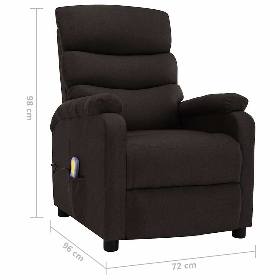 Electric Massage Chair Dark Brown Fabric