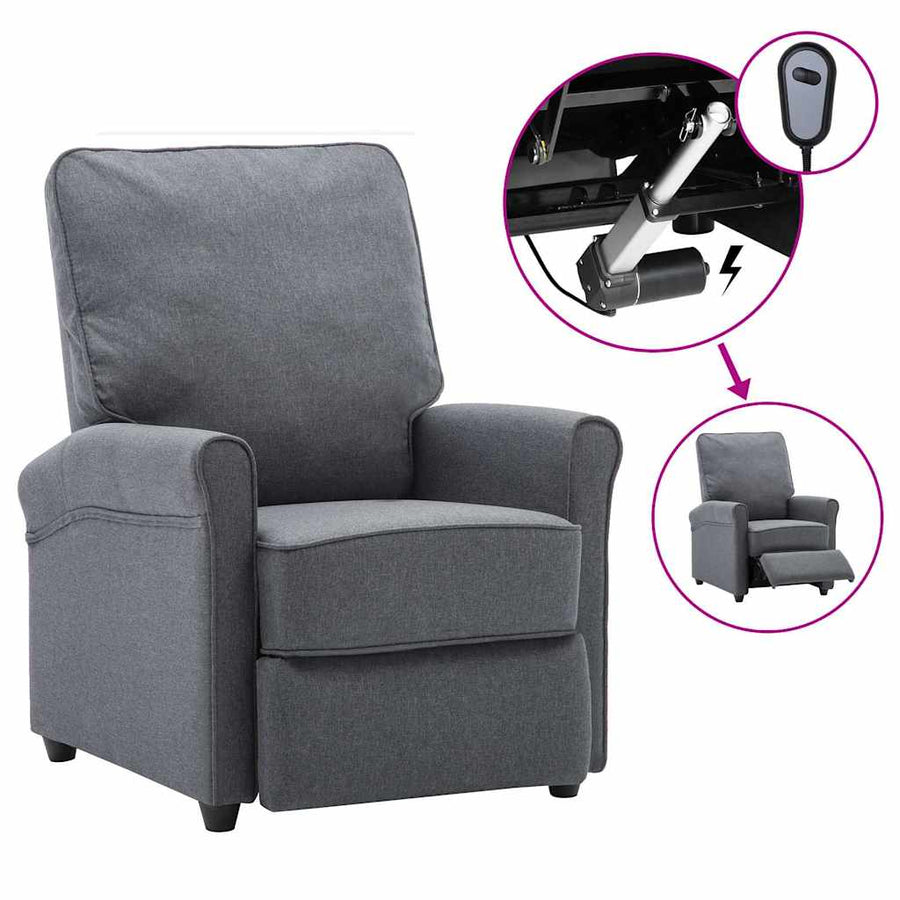 Electric Recliner Chair Dark Grey Fabric