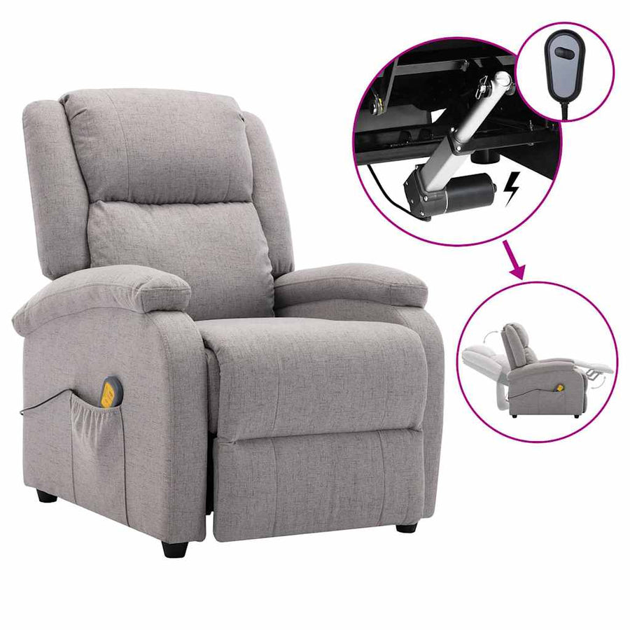 Electric Massage Chair Light Grey Fabric