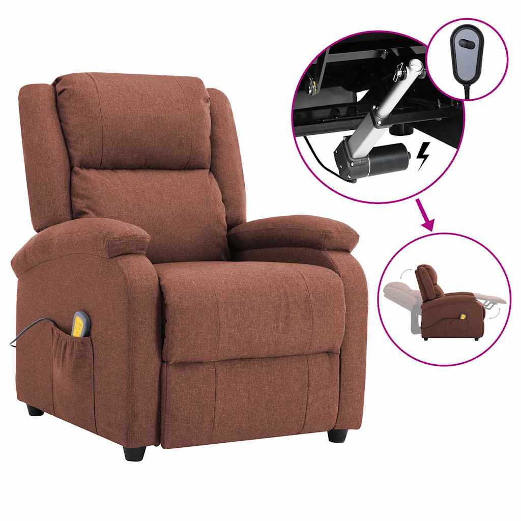 Electric Massage Chair Brown Fabric