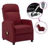 Electric Massage Reclining Chair Wine Red Faux Leather