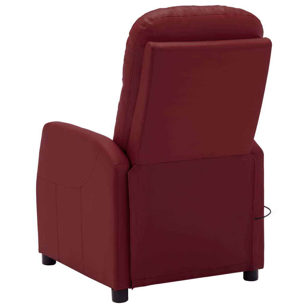 Electric Massage Reclining Chair Wine Red Faux Leather