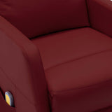 Electric Massage Reclining Chair Wine Red Faux Leather - 45-Degree Angle