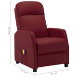 Electric Massage Reclining Chair Wine Red Faux Leather