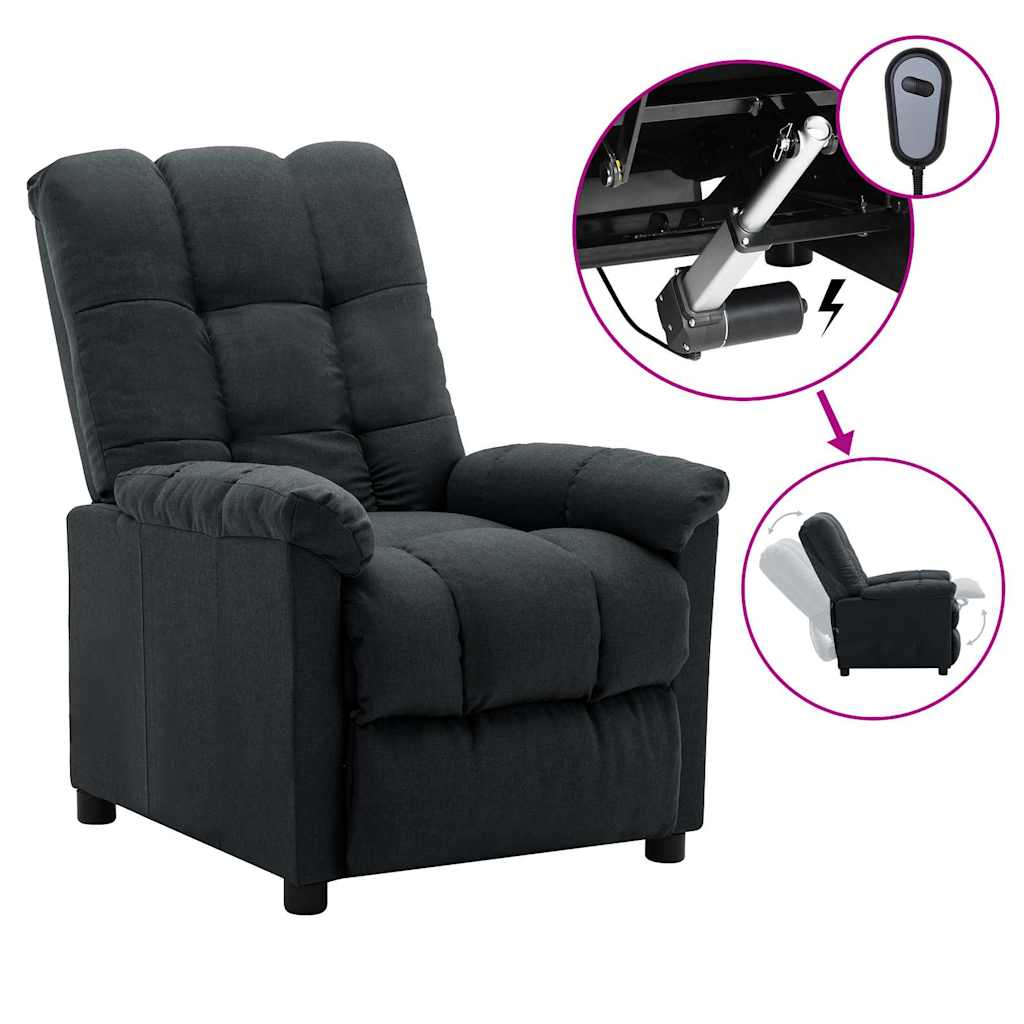 Electric Recliner Chair Dark Grey Fabric