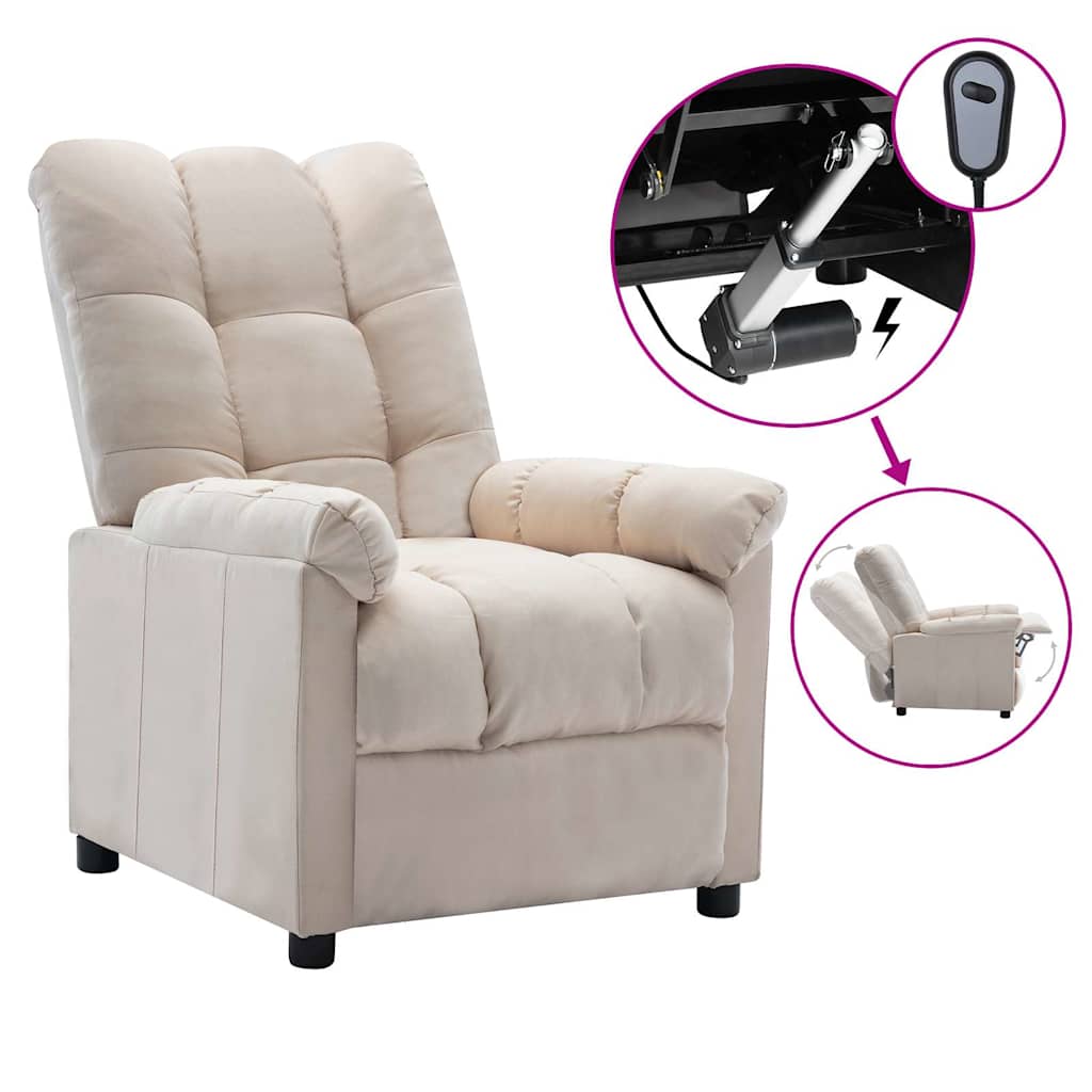 Electric Recliner Chair Cream Fabric