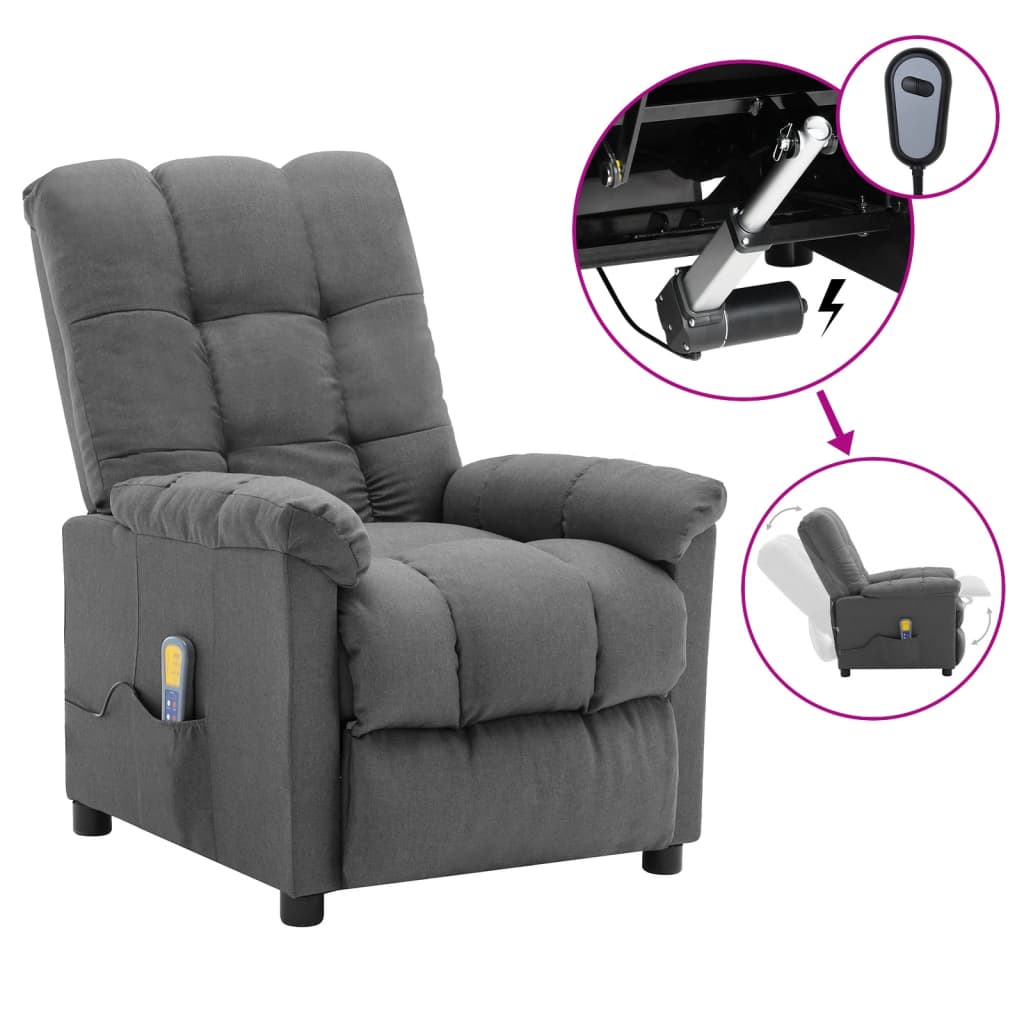 Electric Massage Chair Light Grey Fabric