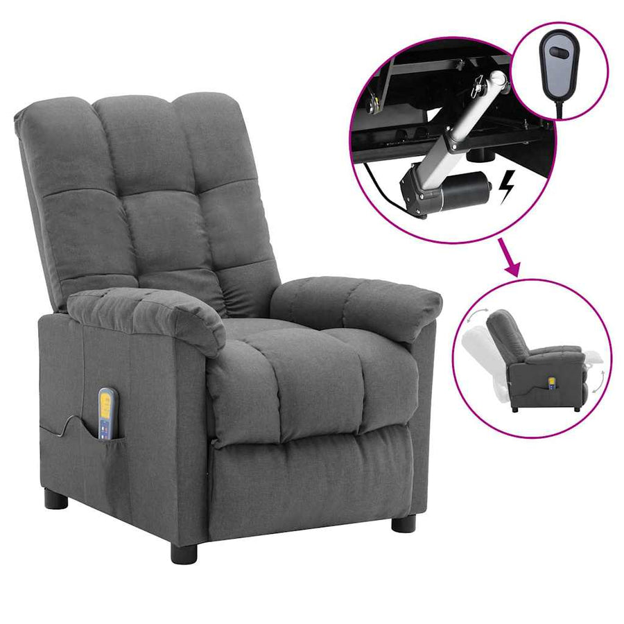 Electric Massage Chair Light Grey Fabric
