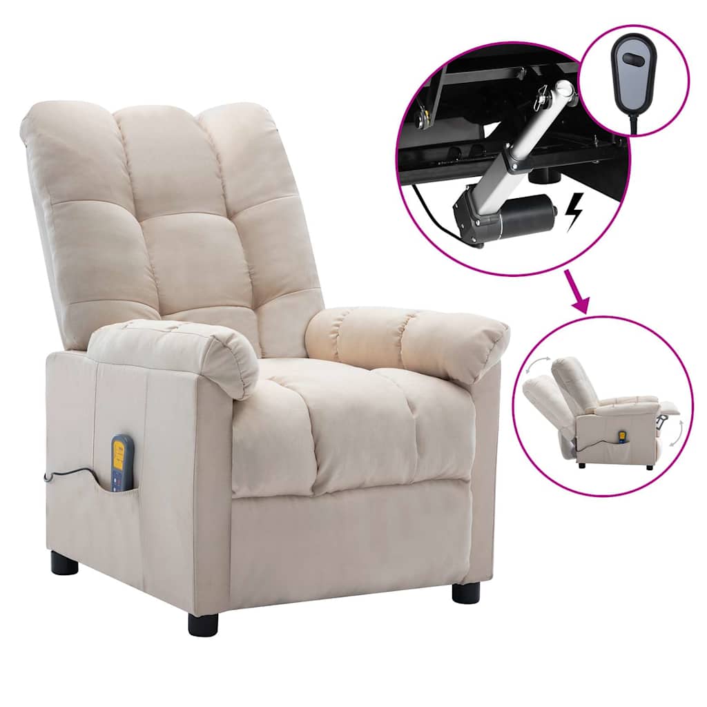 Electric Massage Chair Cream Fabric