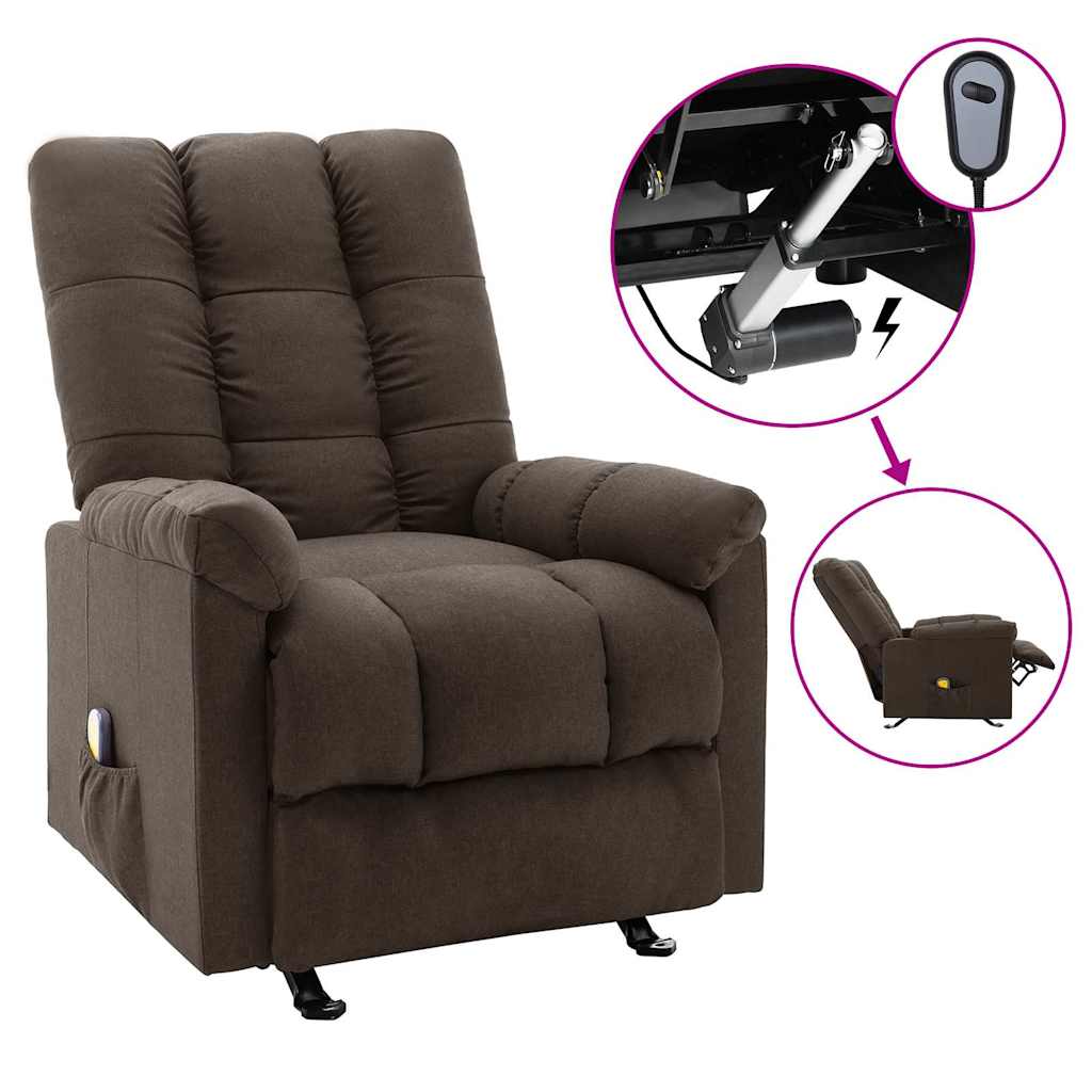 Electric Massage Reclining Chair Dark Brown Fabric