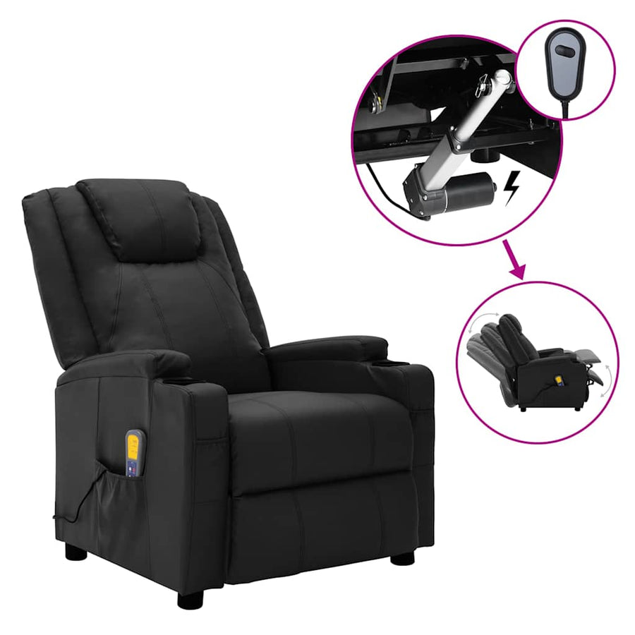 Electric Massage Chair Black Faux Leather