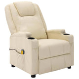 Electric Massage Chair Cream White Faux Leather - Front View