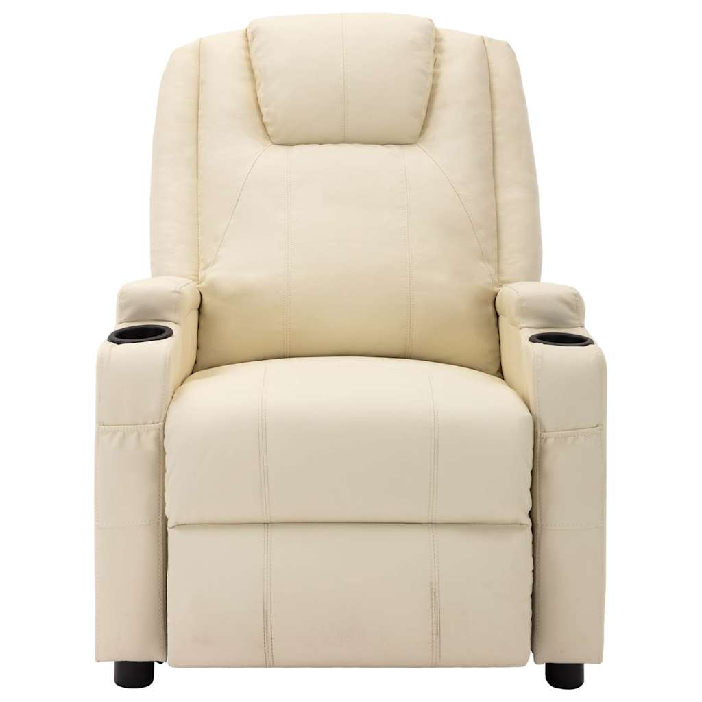 Electric Massage Chair Cream White Faux Leather