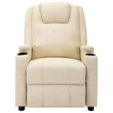 Electric Massage Chair Cream White Faux Leather - Side View