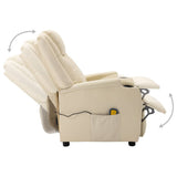 Electric Massage Chair Cream White Faux Leather