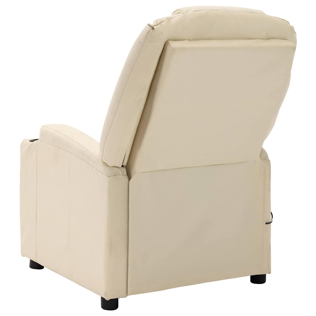Electric Massage Chair Cream White Faux Leather