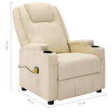 Electric Massage Chair Cream White Faux Leather - Extra Image