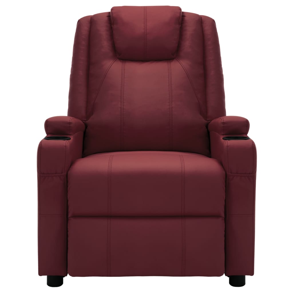 Electric Massage Chair Wine Red Faux Leather