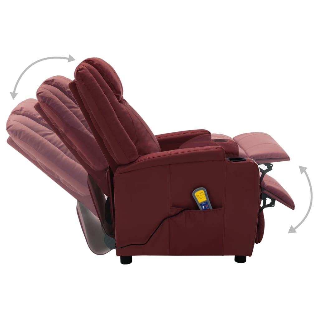Electric Massage Chair Wine Red Faux Leather