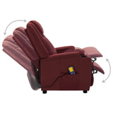 Electric Massage Chair Wine Red Faux Leather