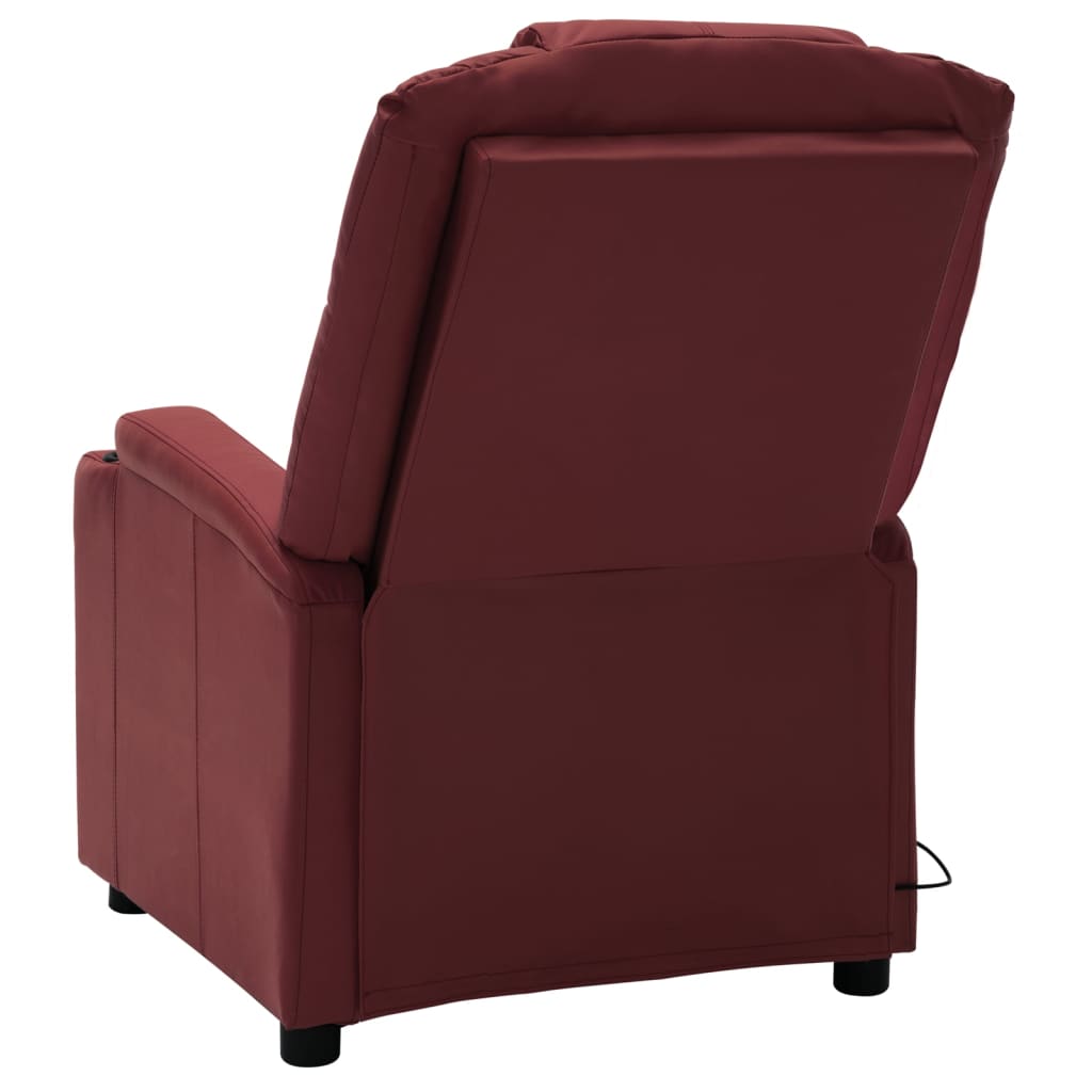 Electric Massage Chair Wine Red Faux Leather