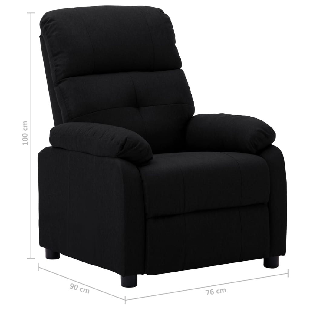 Electric Recliner Chair Black Fabric