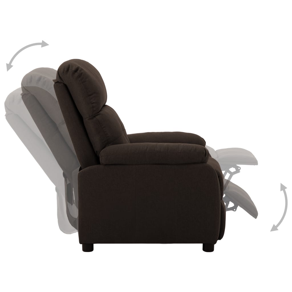 Electric Recliner Chair Dark Brown Fabric