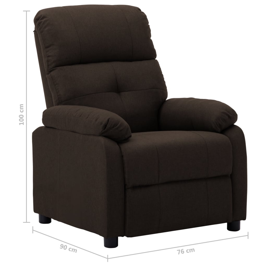 Electric Recliner Chair Dark Brown Fabric