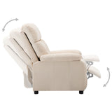 Electric Recliner Chair Cream Fabric - 45-Degree Angle