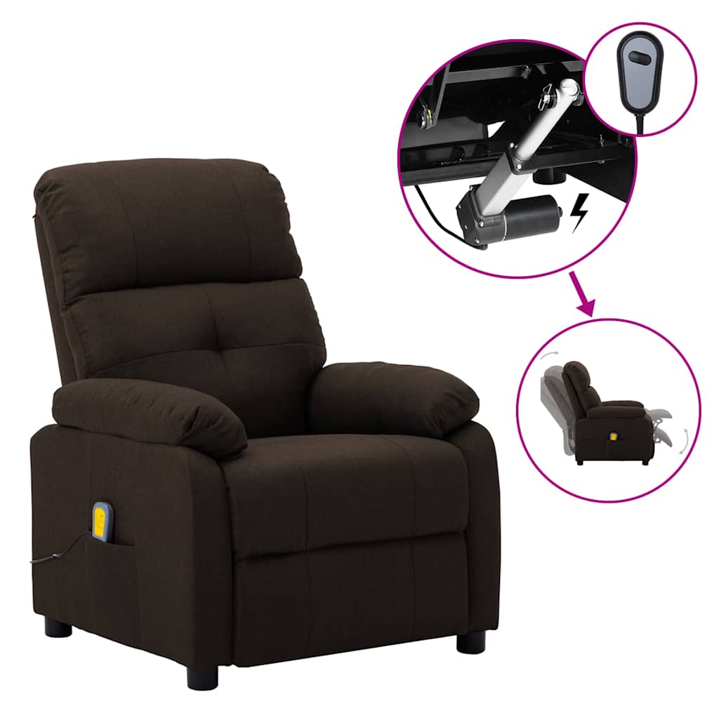 Electric Massage Chair Dark Brown Fabric