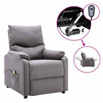 Electric Massage Recliner Light Grey Fabric