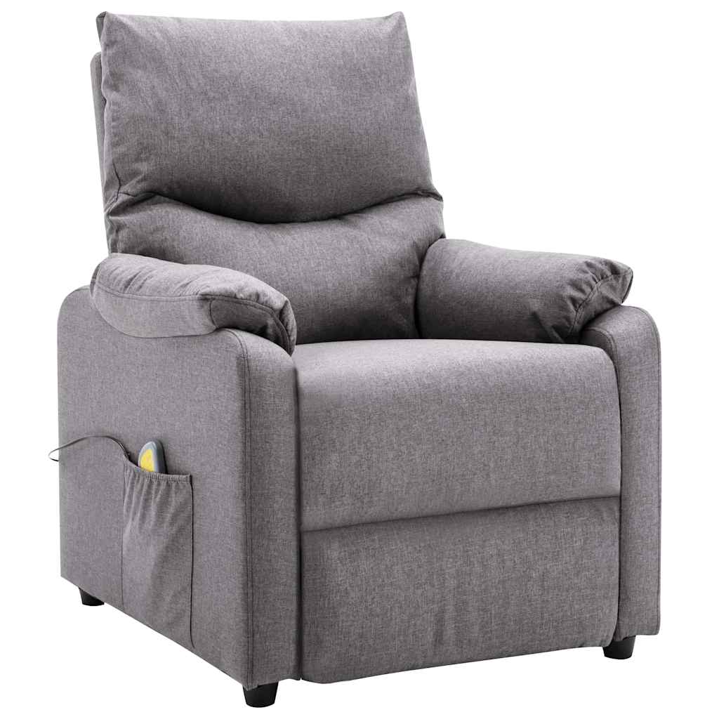 Electric Massage Recliner Light Grey Fabric