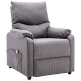 Electric Massage Recliner Light Grey Fabric