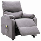 Electric Massage Recliner Light Grey Fabric