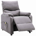 Electric Massage Recliner Light Grey Fabric