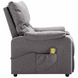 Electric Massage Recliner Light Grey Fabric - 45-Degree Angle