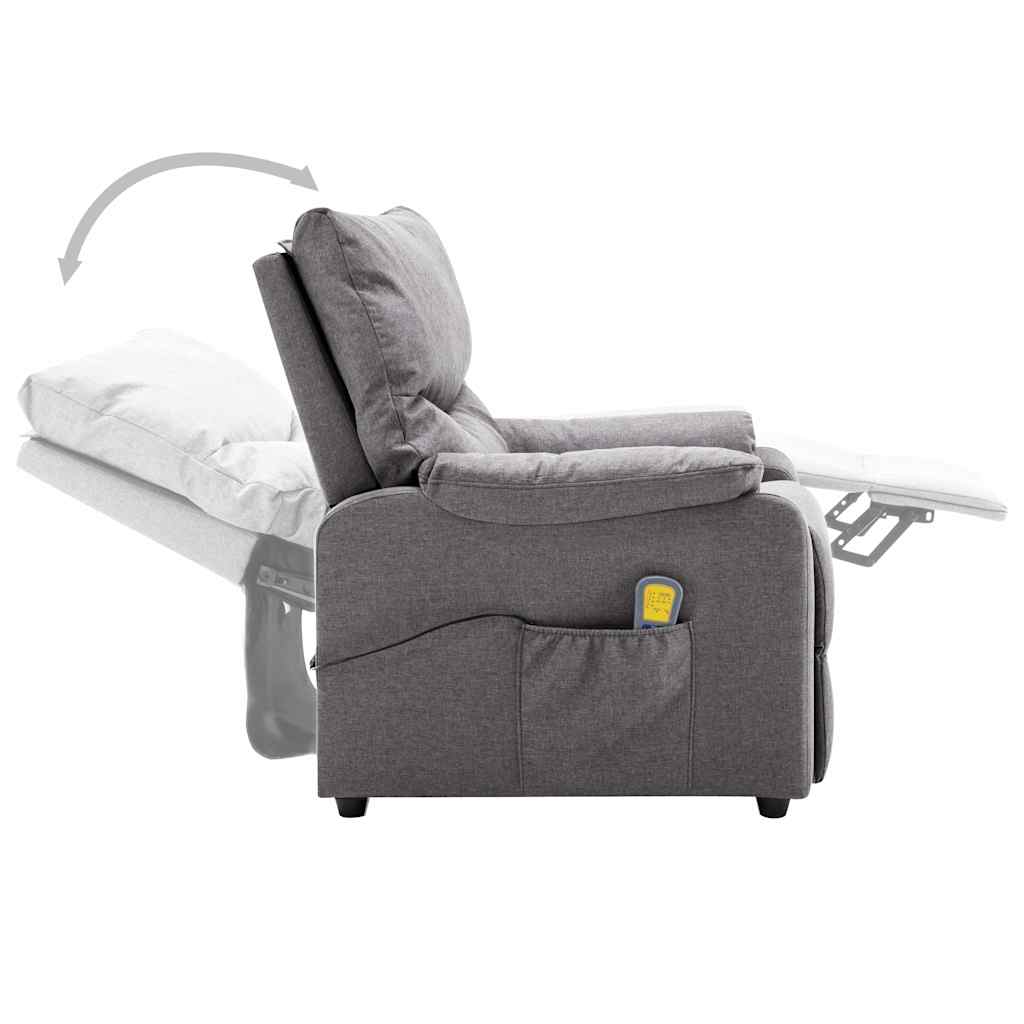 Electric Massage Recliner Light Grey Fabric
