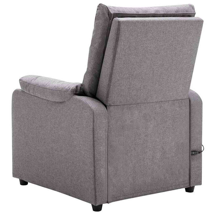 Electric Massage Recliner Light Grey Fabric